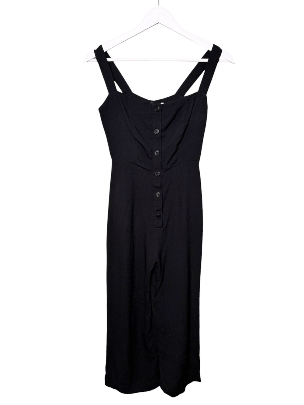 Reformation Women’s Cropped Sleeveless Button Front Jumpsuit Black Size 0 Petite